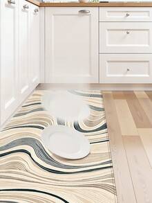 DAJIANG 1 pièce Tapis de course/tapis de cuisine/paillasson de style minimaliste haut de gamme, tapis de sol de cuisine/tapis de course en bois moderne de luxe à motif vague, convient pour la salle de bain et la cuisine - B - Voir 10