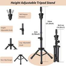 22 Inch Canvas Wig Head With Stand Canvas Mannequin Head With Wig Head Stand Manikin Head Block Set For Wigs Trimming Making Display With T Pins Set - Multicolor - View 2