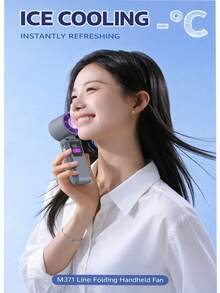 1 pieza Ventilador portátil y plegable con refrigeración por hielo, pantalla LED, puertos de carga duales y cable incorporado - Imprescindible para el verano y viajes al aire libre, refresca incluso a 40°C - Multicolor - Ver 11