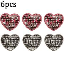 12pcs Disco Ball Heart Iron-On Patches - Vibrant Embroidered Appliques For Jeans, Hats, T-Shirts & Backpacks - Disco Planet - View 12