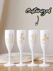 1 Piece Of Acrylic Champagne Flute, Customizable Plastic Stemware, Made Of Shatterproof And Pressure-Resistant Pp Material, Elegant Plastic Champagne Glasses For Wedding Toasts, Engagement Parties, Graduation Ceremonies, Bachelorette Parties, Baby Showers, Birthdays, Multifunctional, Decorative, And Reusable. - Multicolor - View 8