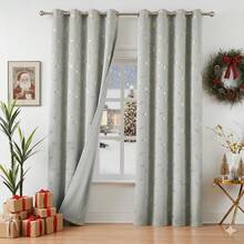 Gold Gray Blackout Curtains Print Golden Leaf Patterned Room Darkening Drapes 90 Inch For Living Room Bedroom Thermal Insulated Metallic Window Treatment Grommet Top W52 XL90 2 Panels - 葉灰 - 查看 9