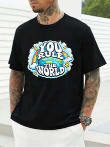 YOU RULE THE WORLD Graphic T-Shirt In High Quality Fabric, Crew Neck, Comfortable Fit, Art Print - Black - View 1