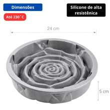Forma de Silicone em Formato de Flor 24cm – Ideal para Bolo, Pudim, Terrina, Patês - Cinza Claro - Visão 9