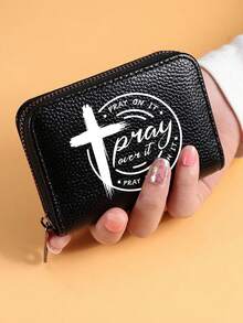 1pc Christian Cross Pattern PU Wallet, Large Capacity Multi Slot Zipper Wallet, Portable Credit Card & Coin Holder,Fashion Zipper Wallet - Multicolor - View 15