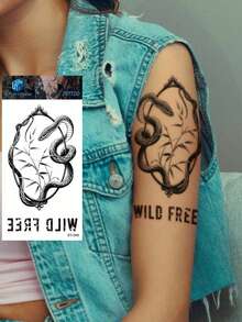 Pegatinas de tatuajes temporales con diseños de serpiente, flor y animales de la serie oscura - Hazlo tú mismo para convenciones de anime, carnavales, festivales de música, San Valentín, regalos de fiesta, tatuajes realistas impermeables para muñeca, tobillo, hombro, cuello, clavícula - Negro - Ver 6