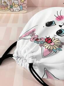 1pc Customized Name Cartoon Cat Pattern Drawstring Backpack, Can Be Customized According To Your Unique Design, Perfect For Children, Print Your Own Name Or Print Your Sister's And Classmates' Names As Gifts For Them - Multicolor - View 5