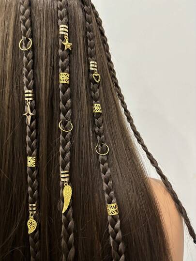 35 piezas Conjunto de abrazaderas y cuentas para trenzar con estilo bohemio - Encantos de serpiente, luna y mariposa dorados para niñas y mujeres - Accesorios para el cabello inspirados en el estilo africano e hippie, banda para el cabello única para adolescentes, accesorio para el cabello de Halloween, accesorio de estilo callejero punk