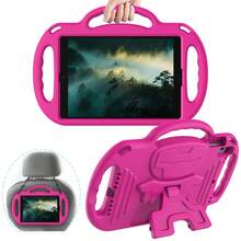 Kids Tablet Soft Case With Lanyard Stand, Anti-Drop Protective Cover For /Galaxy/Fire Tablets - Hot Pink - View 2