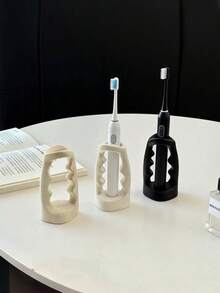 1pc Nordic Style Ins High-Quality Modern Minimalist Ceramic Toothbrush Holder, Bathroom Toothbrush Rack, Home Toothbrush & Toothpaste Organizer, Ins Bathroom Vanity Makeup Brush Holder - Multicolor - View 3