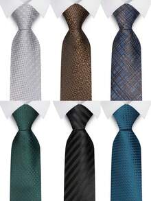 1pc Men's Striped Necktie, Essential Suit Accessory For Business, Weddings And Formal Events - Color Mixing - View 1