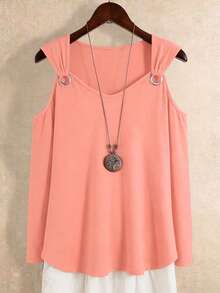 Minimalana Elegant Casual Fashion Off-Shoulder Design U-Neck Cropped Long Sleeve T-Shirt For Women, Spring/Summer - Orange - View 8