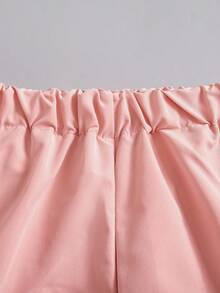 2pcs/Set Tween GirlsCute & Cool Outfit: Pink Cargo Wide Leg Pants + Bow Letter Cropped T-Shirt, Casual Street Style, Music Festival, Daily Wear, Comfortable - White - View 7