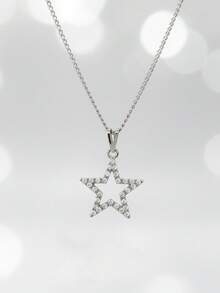 Star Studded Chain Choker Necklace Glitter Stainless Steel - 鑲釘 - 查看 1
