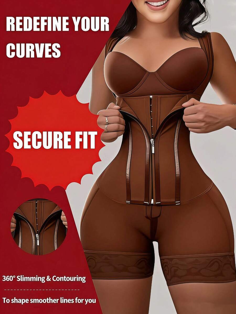 1Pc Women's Flexible Boning Adjustable Straps Seamless Colombian Shapewear | Faja Moldeadora Style For Instant Tummy Slimming, Butt Enhancement & Waist Training - Ideal For Post-Surgery & Daily Activities & Parties And Galas, Valentine's Day Corsets - 彩色 - 查看 1