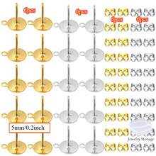 KMEOSCH 160pcs Stainless Steel Flat Earring Studs, Low Allergy Earring Posts With Butterfly Clutches And Rubber Backs, Suitable For Jewelry DIY Crafting - Round Flat Stud Earrings - View 9