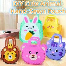 3-8岁儿童DIY动物缝纫工艺套装 - 塑料针，创意手工礼物，适合圣诞节、生日派对、万圣节 - 一套(5款手提包套裝) - 查看 3