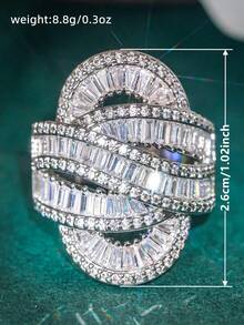 1pc Elegant Cubic Zirconia Ring For Women, Wedding Engagement Party Jewelry, Valentine's Day Gift - 6# - View 7