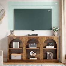 LITTLE TREE Media Console With Storage Cabinets, Farmhouse TV Stand For 65 Inch TVs, Rustic Brown Entertainment Center For Living Room - Brown - View 7