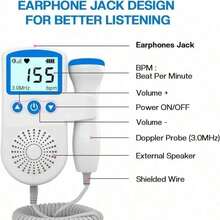 Pocket Fetal Doppler – Hear Baby's First Heartbeat Anytime, LCD Display Monitor For Home Use, Unique Gift For Mom-To-Be - màu đen - Xem 1
