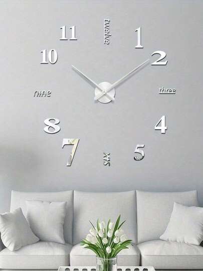 ساعة حائط إبداعية فضية قطعة واحدة، ساعة ديكور منزلي بسيطة وأنيقة، مزودة بحركة كوارتز هادئة، لا تحتاج إلى ثقب، مناسبة لغرفة النوم، ديكور المنزل، ديكور الغرفة، ساعة حائط، ديكور السكن الجامعي، موسم العودة إلى المدرسة