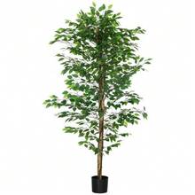 Artificial, Realistic, Easy-Care Ficus Tree, Includes Pot, 180 Cm Tall, Green. - A - View 3