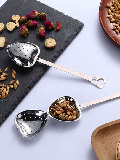 Stainless Steel Heart-Shaped Tea Infuser With Chain, Tea Strainer, Tea Leaf Filter, Spice Ball, Office Tea Maker, 304 Stainless Steel Tea Infuser, Soup Bag Filter, Tea Maker, Creative Elongated Tea Strainer