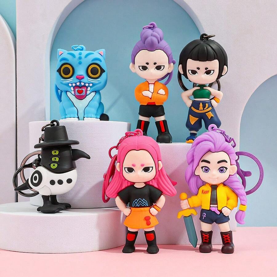 1个KPOP恶魔猎人女团钥匙扣，动漫恶魔猎人背包挂件钥匙扣（款式随机） - 彩色 - 查看 1