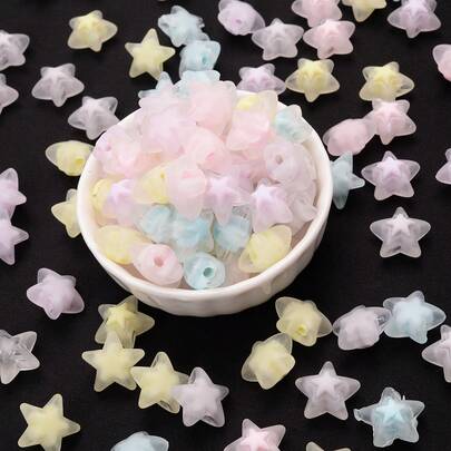 10pcs 16mm Double Layer Colourful Star Beads, Acrylic Matte Clear Spacer Beads For Jewelry Making Bracelet Necklace DIY Phone Chain Accessories