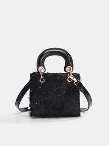 1pc Girls' New Fashion Lace Flower Sequin Elegant Handbag, High-End Shoulder Bag With Adjustable Strap, Available In Multiple Sizes For Mother-Daughter Matching, Suitable For Daily Use, Party, Travel, Ideal Gift - A - View 20