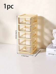 1pc 2/3/4/5 Drawer Transparent Plastic Desktop Storage Box, Office Supplies, Cosmetics, Jewelry Organizer With Drawers, Stackable Desk Organizer Cabinet - Multicolor - View 13