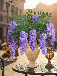 1/2/3pcs Artificial Triple Wisteria Vines, Dense Simulated Purple/Rose Red Wisteria Flower Clusters, Suitable For Valentine's Day, Wedding Decor, Hotel, Ball, Garden Party, Yard, Easter Indoor/Outdoor Home Garden Holiday Decoration - Purple-blue - View 9