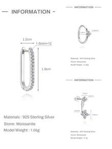 1 chiếc khuyên tai bạc 925 đính đá Moissanite hình học cổ điển, kiểu dáng phẳng, thích hợp cho nữ, đeo hàng ngày, hẹn hò, đi nghỉ mát, dự đám cưới, dự tiệc, làm quà tặng ngày lễ. - Bạc - Xem 10