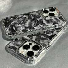 1pc Black Lip Print Pattern Full Coverage Metal Frame Phone 17 16 15 14 13 12 11 Pro X XS XR 8 Plus, Full Coverage, Lip Print, Pattern Design, Statement Phone Accessory, Durable Metal Frame, ,17 Pro Shockproof With Anti-Slip Grip - 1pc - 查看 4