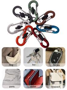 1pc Bi-Directional Carabiner Clip, No Lag Rebound Design, With Keychain Hook - Multicolor - View 12