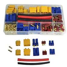 XT60/ XT90/EC3/ EC5/ T/ Conectores de adaptador macho hembra de 35 mm con tubo termorretráctil compatible con batería RC Lipo Control de velocidad electrónico Motor ESC 102 piezas - como en la foto - Ver 9