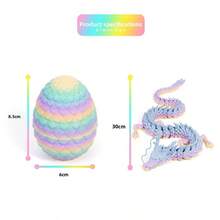 3D Printed Rainbow Dragon Egg Set, Movable Joint Dragon Figurine, Stress Relief & Healing 3D Printed Animals - Multicolor - View 6