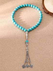 10毫米手工绿松石珠念珠项链，经典设计，男女皆宜 - 多色 - 查看 3