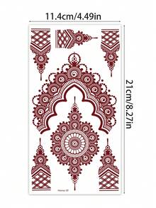 4 قطع ملصقات وشم مؤقت بشريط الحناء الدانتيل البني المقاوم للماء للأيدي والجسم، وشم دانتيل زهري مؤقت للجسم - بني - مشاهدة 9
