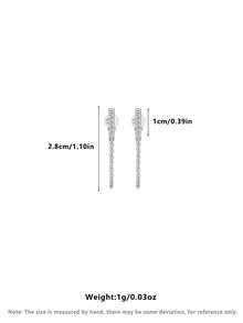 925纯银方形锆石链耳环，法式风格，个性化定制，低过敏性，情人节礼物，日常派对佩戴皆宜 - 銀色 - 查看 2