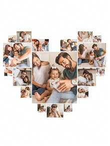 1pc Personalized Custom Painting, With Your Photo Or Family Portrait Printed On The Canvas (Frame Not Included), Featuring A Heart-Shaped Design. The Content Includes Beautiful Landscapes, Cute Pets, And Daily Life Scenes. - Black - View 10