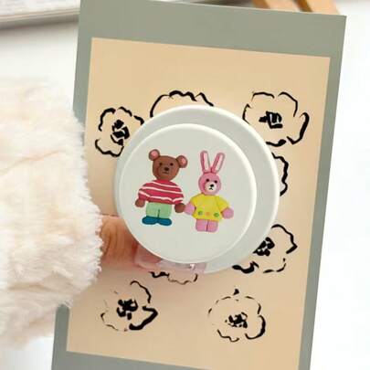 Cute Bear And Rabbit Girl Heart-Shaped Doll | Magnetic Air Cushion Stand, Strong Magnet, Extendable And Detachable, Desktop Device For Binge-Watching TV Shows