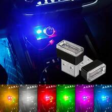 1 pieza Mini luz nocturna LED alimentada por USB para automóvil, lámpara de ambiente de color de contraste acrílica, luz decorativa multicolor de material de PC con función de iluminación de emergencia, luz decorativa LED universal para automóvil para el tablero de instrumentos/espacio entre asientos/portavasos - A - Ver 2