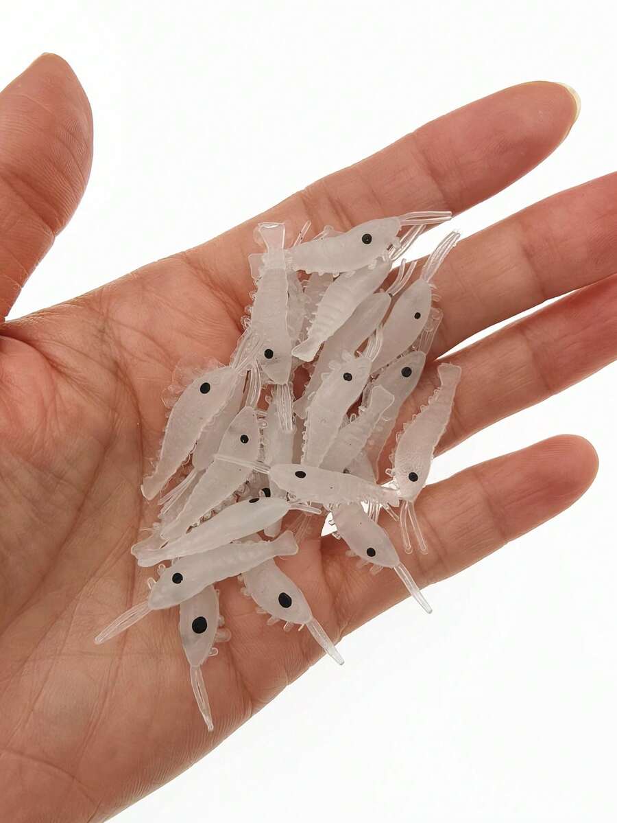50pcs 3CM Soft Shrimp Fishing Lures, Soft Bait For Largemouth Bass, Freshwater Fishing Tackle Accessories - Multicolor - View 1