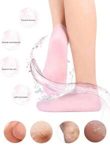 硅胶防护保湿袜手套套装，柔软硅胶脚套，发圈和包装袋，适用于水疗主题生日派对、万圣节、圣诞节活动和派对用品，涵盖圣诞节、新年、情人节和其他节日派对需求。 - 彩色 - 查看 4