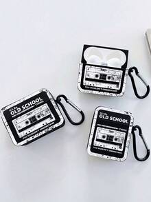 Retro Cassette Tape Bluetooth Headphone Case, WALKMAN Element Headphone Case, Y2K, Black Headphone Case With 1 Headphone Case Carabiner, Compatible With Headphone Case, Compatible With AirPod Case, Compatible With AirPods Pro (2nd Generation), Compatible With AirPods 3, Compatible With AirPods Pro, Compatible With AirPod 1/2, Compatible With AirPods 4, Compatible With AirPods Pro 3 - Black - View 6