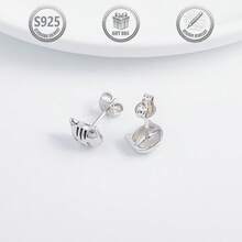 1 Pair Cute Retro Sweet 925 Silver Cat Stud Earrings, Suitable For Daily, Party, Holiday, Date, Gift - Silver - View 5
