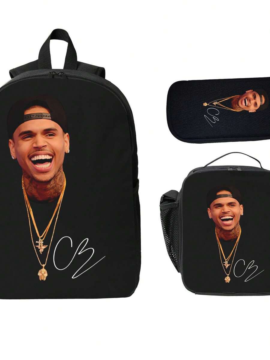 Breezy Bowl XX  Black Backpack Set With Insulated Bag Pen Bag For Men Women Commuting Office School Travel,, - màu đen - Xem 1