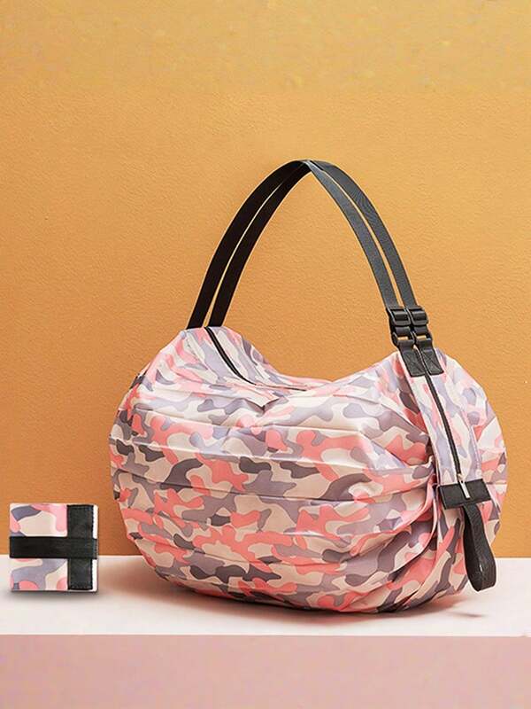 1个可折叠可重复使用购物袋，1个防水轻便旅行健身包（颜色随机）