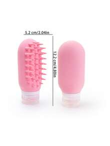 1 Peça Garrafa Recarregável de Silicone para Apertar, Dispensador Portátil de Shampoo e Loção para Viagem, com Massageador de Couro Cabeludo Embutido, Adequado para Armazenamento de Cuidados com os Cabelos. - Multicolorido - Visão 11